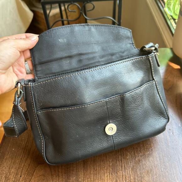 Vintage Fossil small black pebble leather shoulder bag - Picture 3 of 15